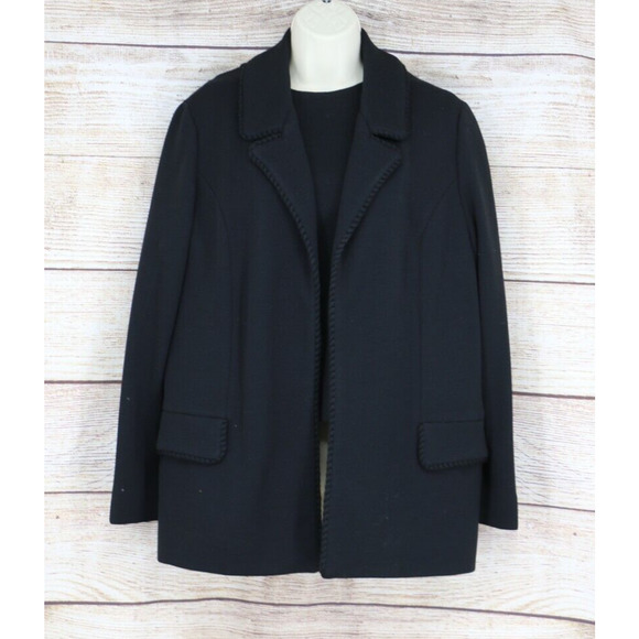 VINTAGE Betty Rose Stevens Hockanum Knits Wool Womens Jacket Top Skirt Set Black - Picture 2 of 15